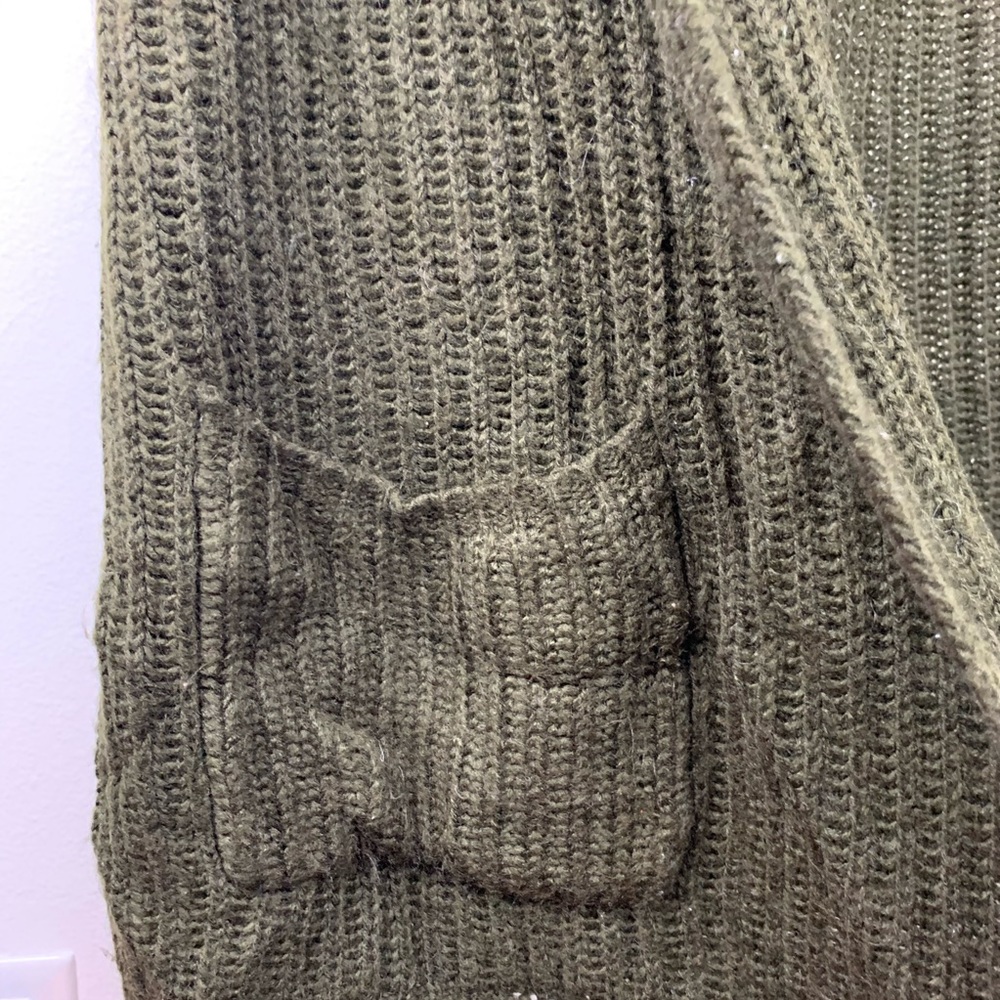 Forever 21 Open Front Long Cardigan Green Small - Picture 5 of 7